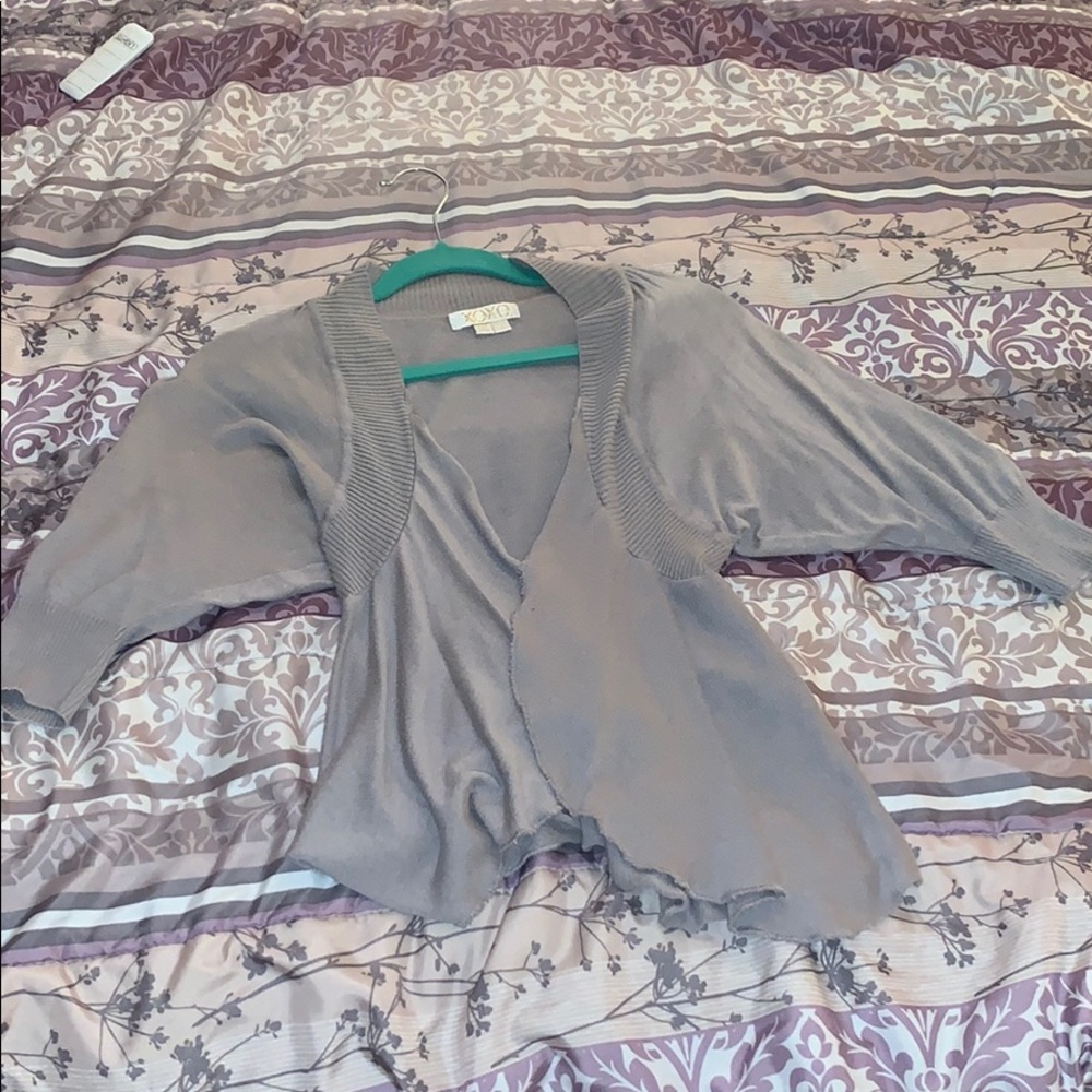 Gray cardigan sweater